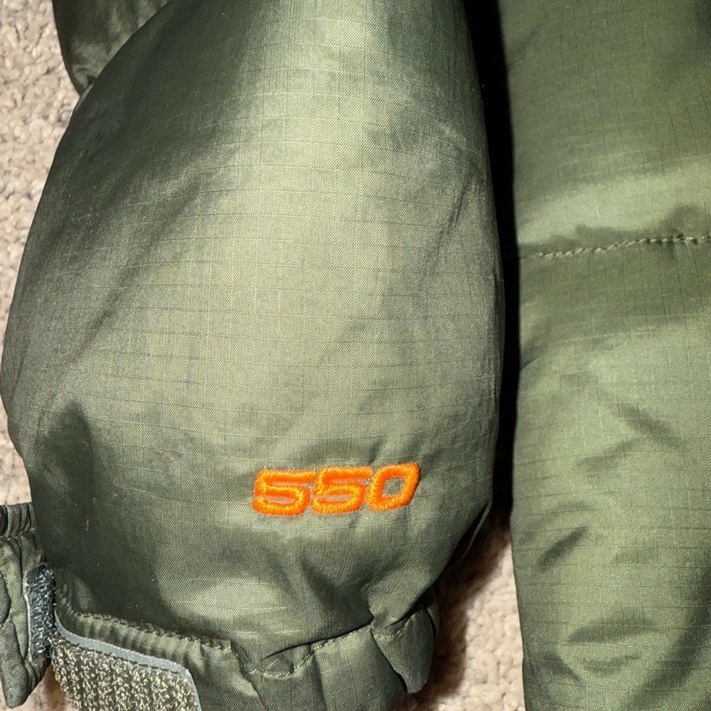 The North Face Olive and Black Puffer Jacket with Orange Accents - Picture 4 of 7